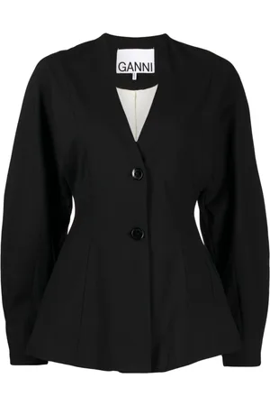 Ganni Blazer monopetto con scollo a V