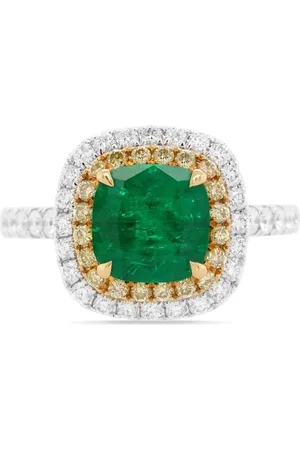 HYT Jewelry Anello in oro 18 carati con diamanti e smeraldi