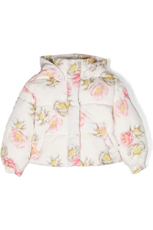 MONNALISA Padded floral-print hooded jacket