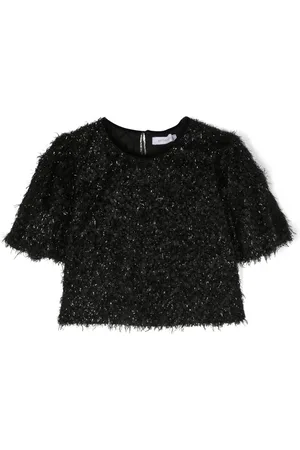 MONNALISA Feather-effect short-sleeve top