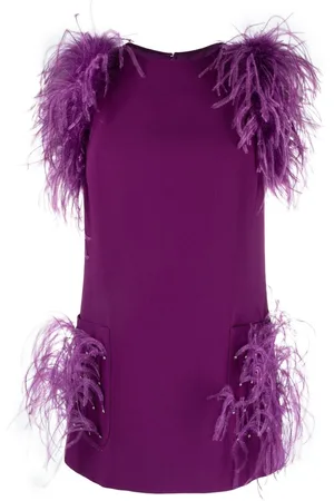 Elie saab Blusa con bordo di piume