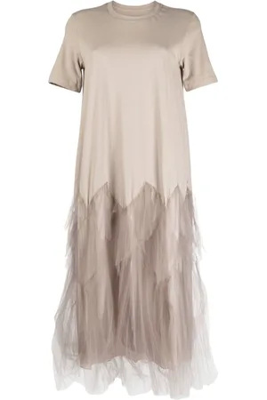 JNBY Abito midi con inserti in tulle