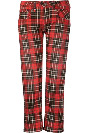 R13 Jeans crop con motivo tartan