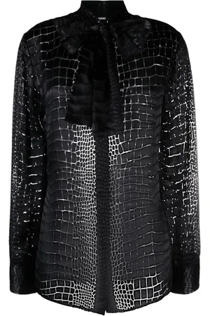 VERSACE Blusa con fiocco e motivo effetto coccodrillo