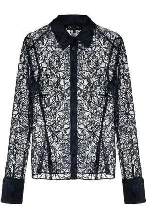Oscar de la Renta Camicia semi trasparente a fiori