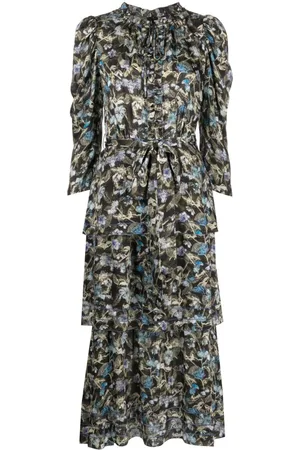 Marchesa Notte Abito Juniper a fiori con balze