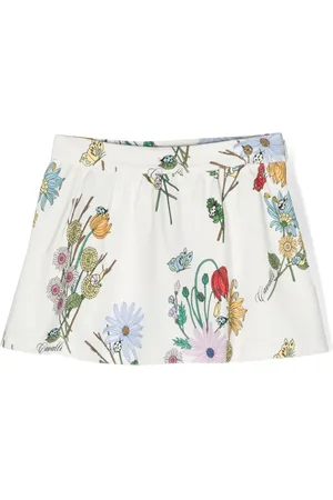 Roberto Cavalli Gonna a fiori con placca logo
