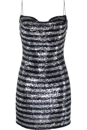 Balmain Abito corto con paillettes a righe