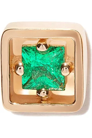 Suzanne Kalan Orecchino a bottone Inlay in giallo 18kt con smeraldo