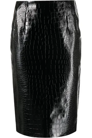 VERSACE Gonna midi con effetto coccodrillo