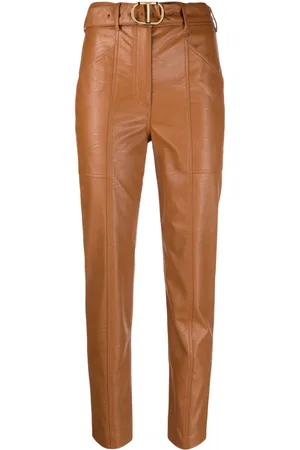 Twin-Set Pantaloni in pelle sintetica con cintura