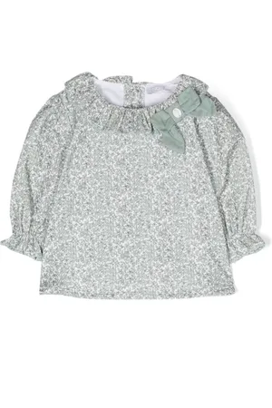 PATACHOU Floral-print ruffle-collar cotton blouse