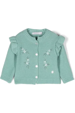 PATACHOU Floral-embroidered fine-knit cardigan