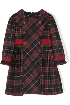 PATACHOU Tartan-plaid double-breasted dress