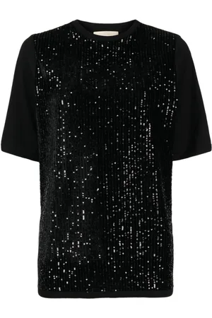 Elie saab T-shirt in velluto con paillettes