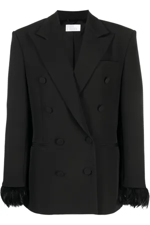 GIUSEPPE DI MORABITO Blazer doppiopetto con piume sui polsini
