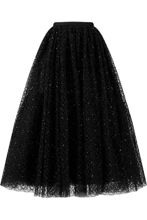 Giambattista Valli Gonna svasata in pizzo con cristalli