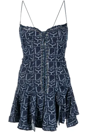 Ludovic De Saint Sernin Abito corto denim con stampa