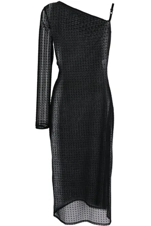 Courrèges Abito midi asimmetrico semi trasparente