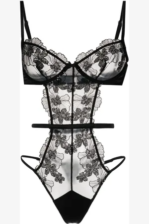 FLEUR DU MAL Body Sequin Violet in pizzo a fiori