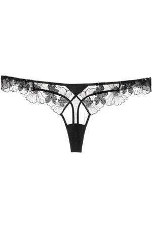 FLEUR DU MAL Perizoma Sequin Violet in pizzo a fiori