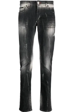 Philipp Plein Jeans con ricamo Skull&Bones