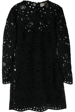 Elie saab Abito corto svasato a fiori macramé