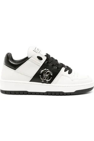 Roberto Cavalli Mirror Snake panelled leather sneakers