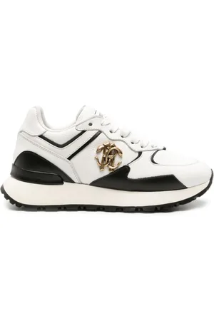 Roberto Cavalli Mirror Snake panelled leather sneakers