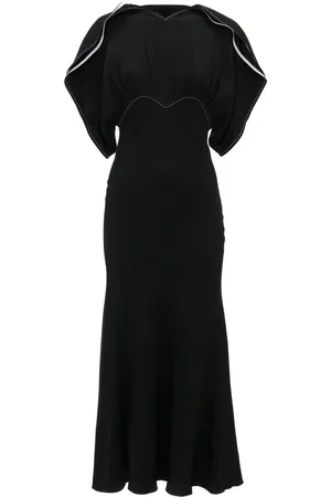 Victoria Beckham Abito midi con maniche drappeggiate