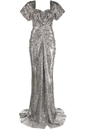 Ana Radu Sequined sweetheart-neck maxi dress