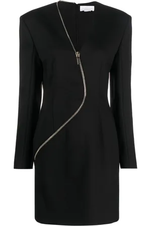 GENNY Decorative-zip long-sleeve minidress