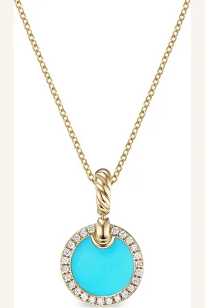 David Yurman Collana Petite DY Elements in giallo 18kt con turchese e diamanti (17,8mm)