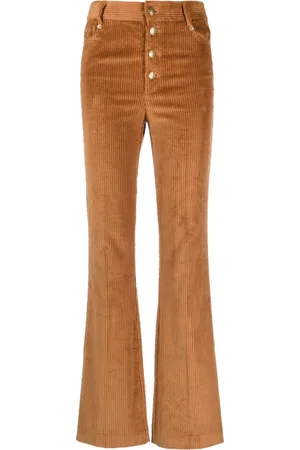 Twin-Set Pantaloni svasati a coste con placca logo
