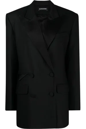 DAVID KOMA Blazer doppiopetto con revers satinati