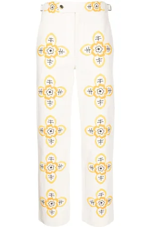 BODE Pantaloni Buttercup dritti con ricamo