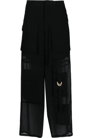 Pinko Pantaloni a palazzo semi trasparenti con tasche cargo