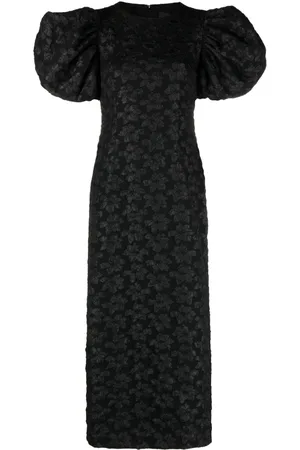 ROTATE Abito midi a fiori 3D jacquard