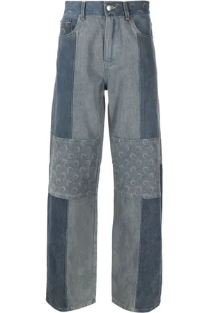 Marine Serre Jeans a gamba ampia con stampa luna crescente