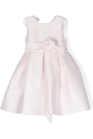 Mimilù Rose-appliqué pleated tiered dress