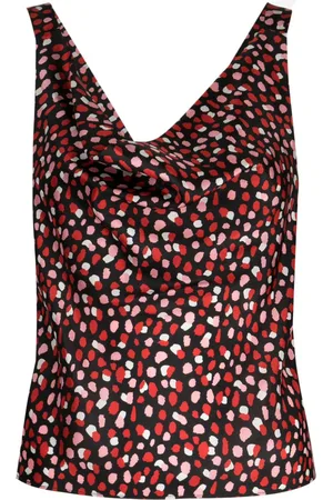 Cynthia Rowley Top smanicato in seta con scollo drappeggiato