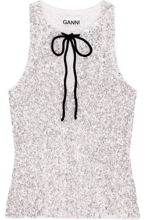 Ganni Top smanicato con paillettes