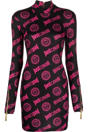 Roberto Cavalli Abito corto con logo jacquard