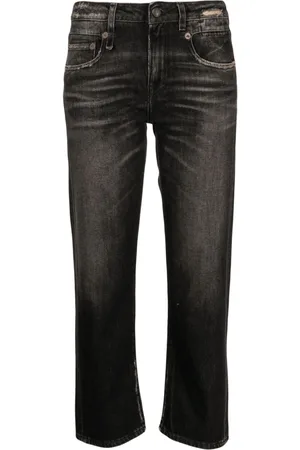 R13 Jeans crop con effetto vissuto