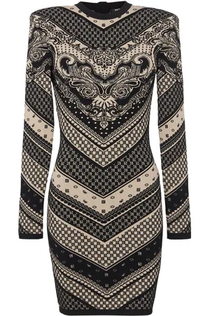 Balmain Abito midi con motivo monogramma