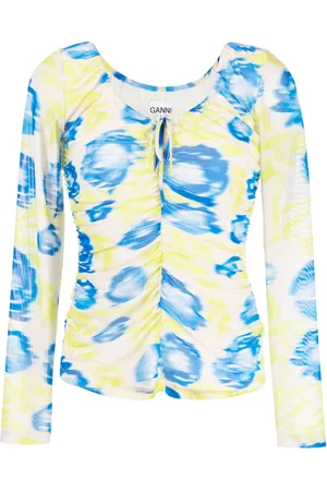 Ganni Blusa a fiori con ruches