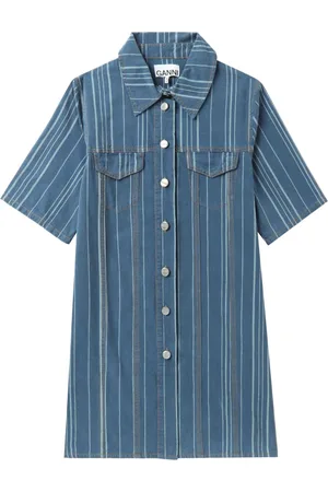 Ganni Abito corto denim a righe