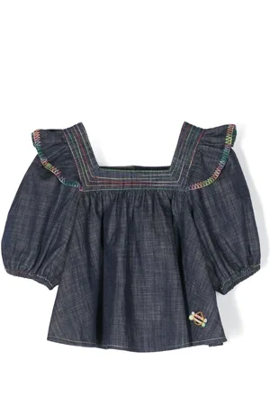 ZIMMERMANN Blusa denim Alight con ruches