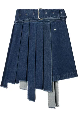 OFF-WHITE Gonna denim asimmetrica plissettata