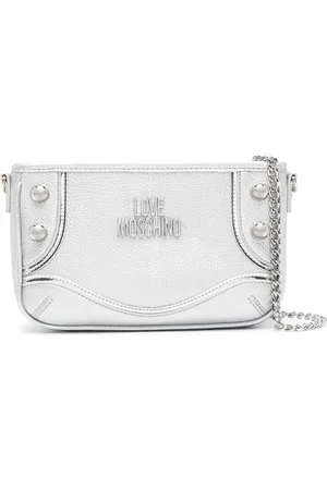 Moschino Borsa a spalla metallizzata con logo
